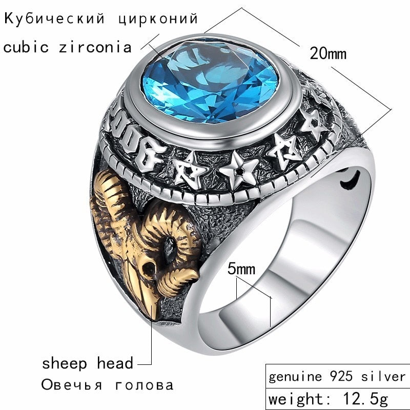 Peris Gems Blue Diamond 925 Silver Gold Sheep Rings for Men SHEIN Amazon Temu