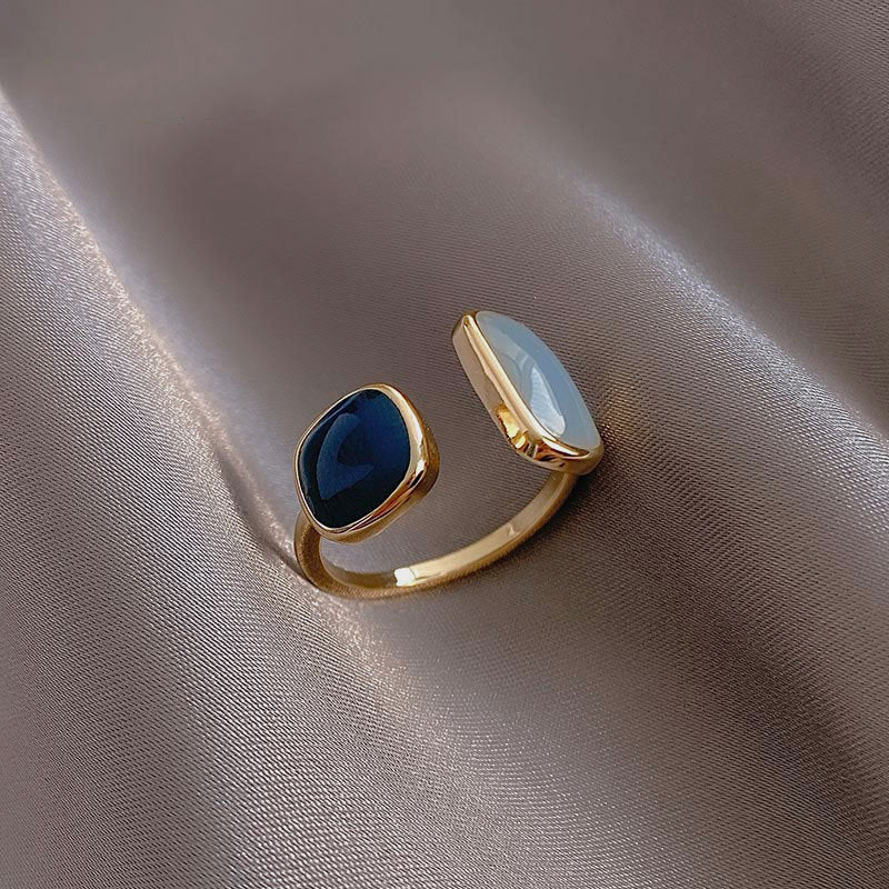 Peris Gems Blue Dripping Oil Gold Ring for Women | French Fashion SHEIN Amazon Temu