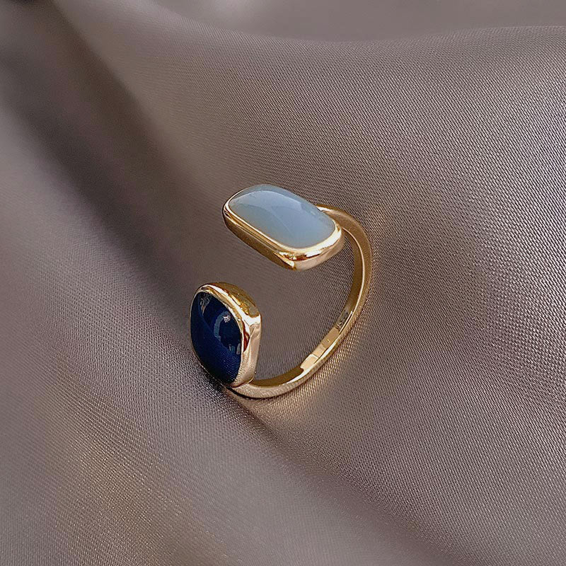 Peris Gems Blue Dripping Oil Gold Ring for Women | French Fashion SHEIN Amazon Temu