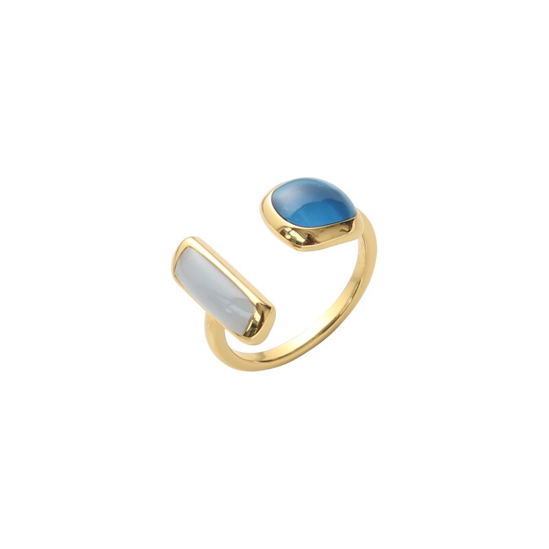 Peris Gems Blue Dripping Oil Gold Ring for Women | French Fashion SHEIN Amazon Temu