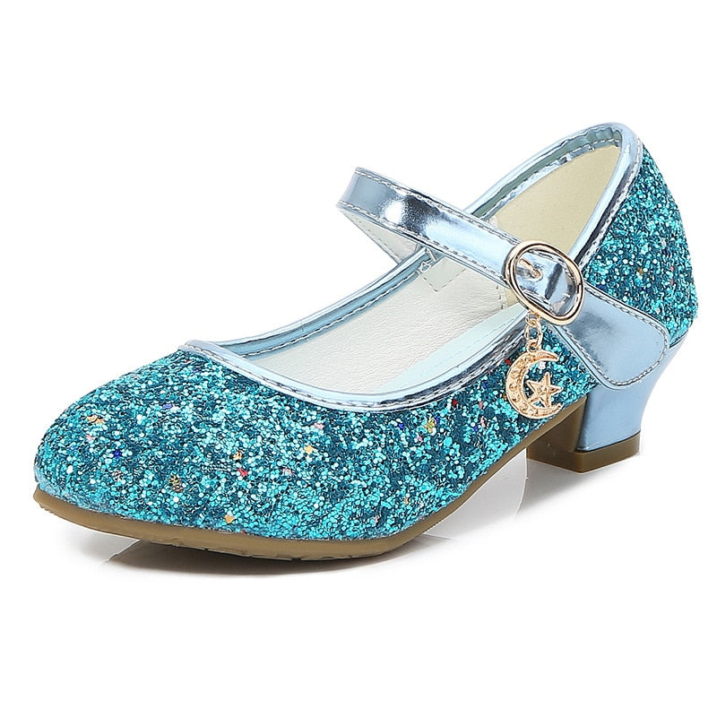 Peris Gems Blue / EUR 26 Insole 17.2CM Glitter High Heel Shoes for Girls | Round Toe Princess Heels SHEIN Amazon Temu