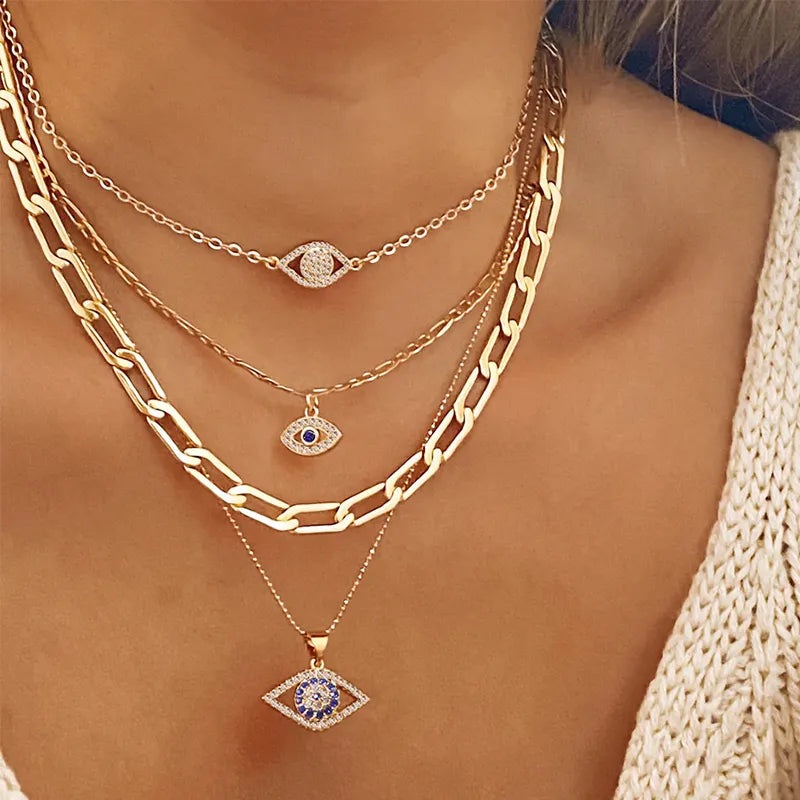 Peris Gems Blue Evil Eye Diamond Pendant Necklace for Women SHEIN Amazon Temu