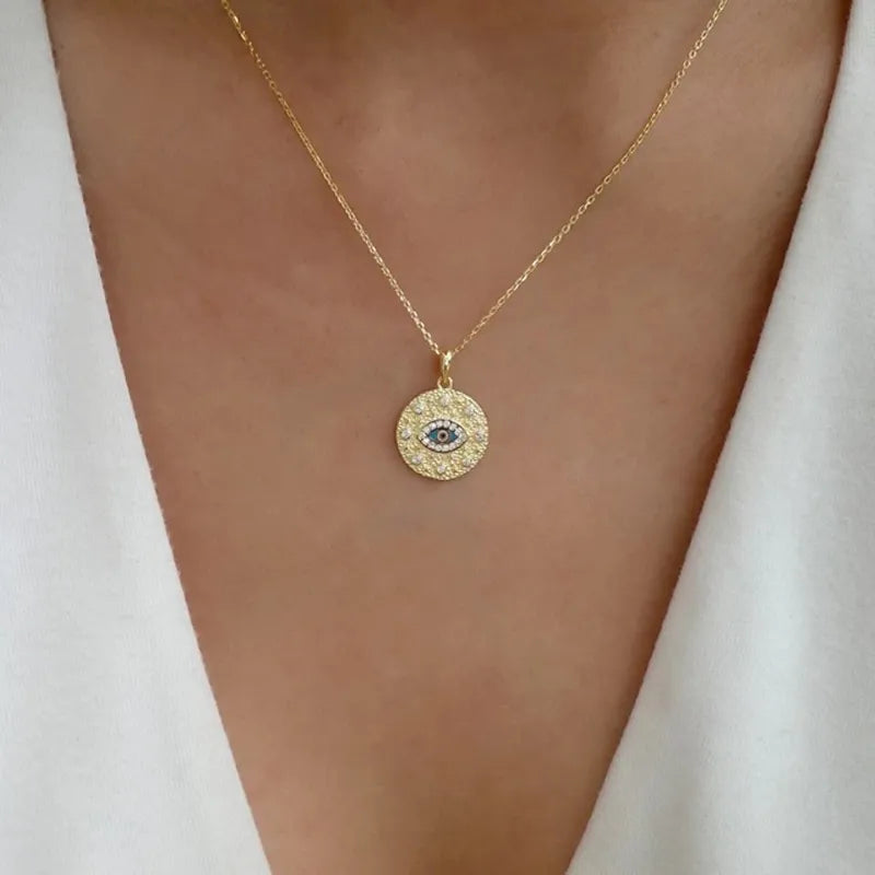 Peris Gems Blue Evil Eye Diamond Pendant Necklace for Women SHEIN Amazon Temu