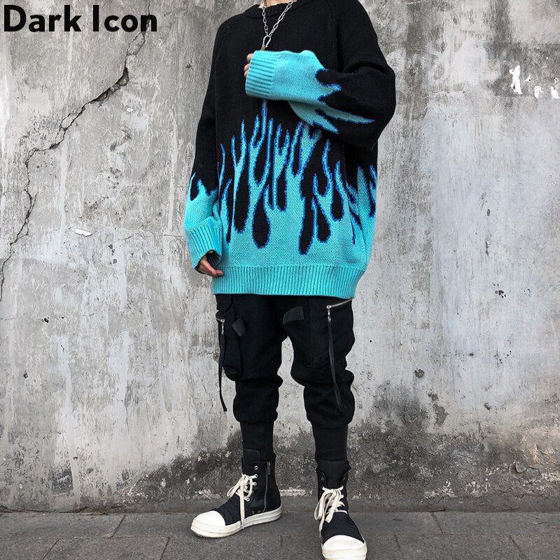 Peris Gems Blue Flame Oversized Winter Sweaters Unisex SHEIN Amazon Temu