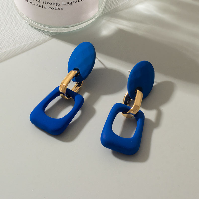 Peris Gems Blue & Gold Dangle Klein Blue Earrings for Women | Acrylic Geometric Dangle Earrings SHEIN Amazon Temu