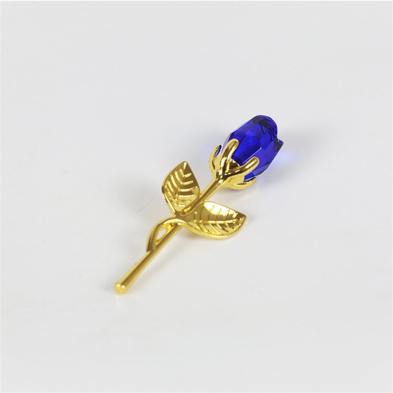 Peris Gems blue gold flower Glass Rose Flower with Box | Silver Gold Romantic Gift SHEIN Amazon Temu