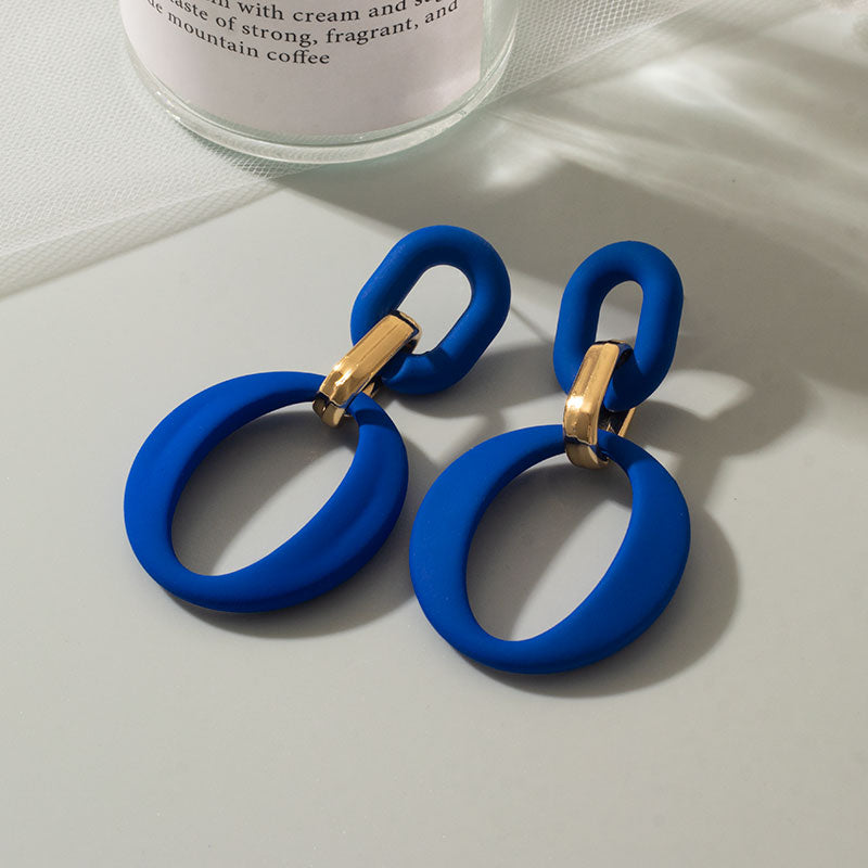 Peris Gems Blue & Gold Hoops Klein Blue Earrings for Women | Acrylic Geometric Dangle Earrings SHEIN Amazon Temu