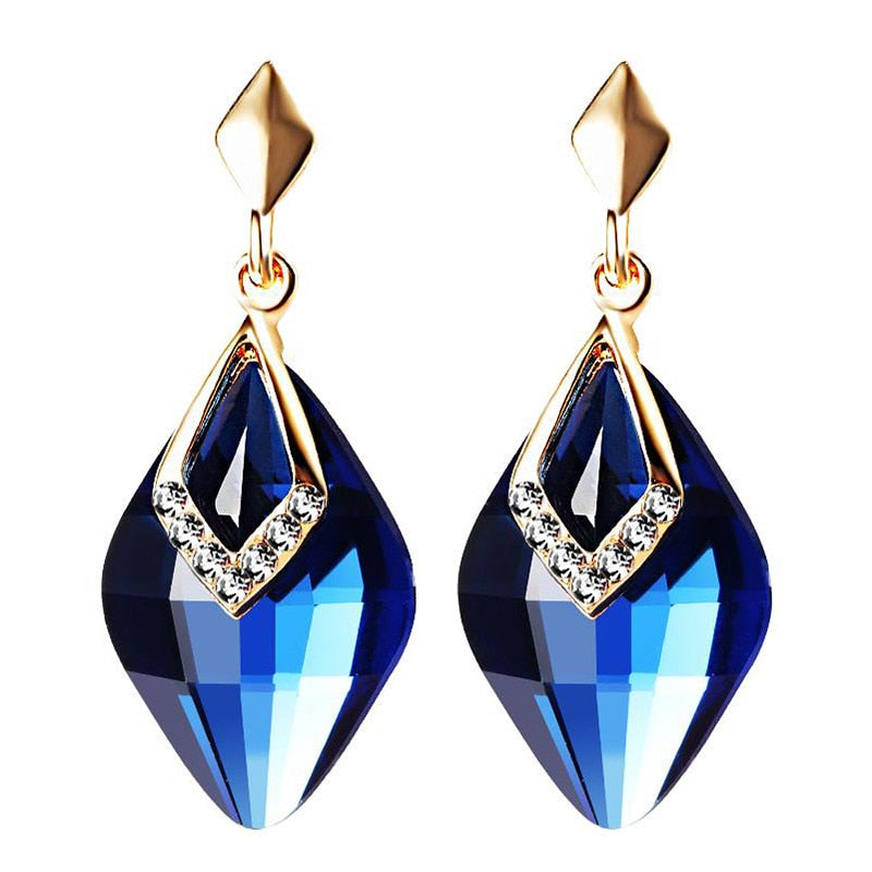 Peris Gems Blue Gold Square Crystal Stud Earrings for Women | Cute Party Earrings Gold Square Crystal Stud Earrings for Women | Party Earrings SHEIN Amazon Temu