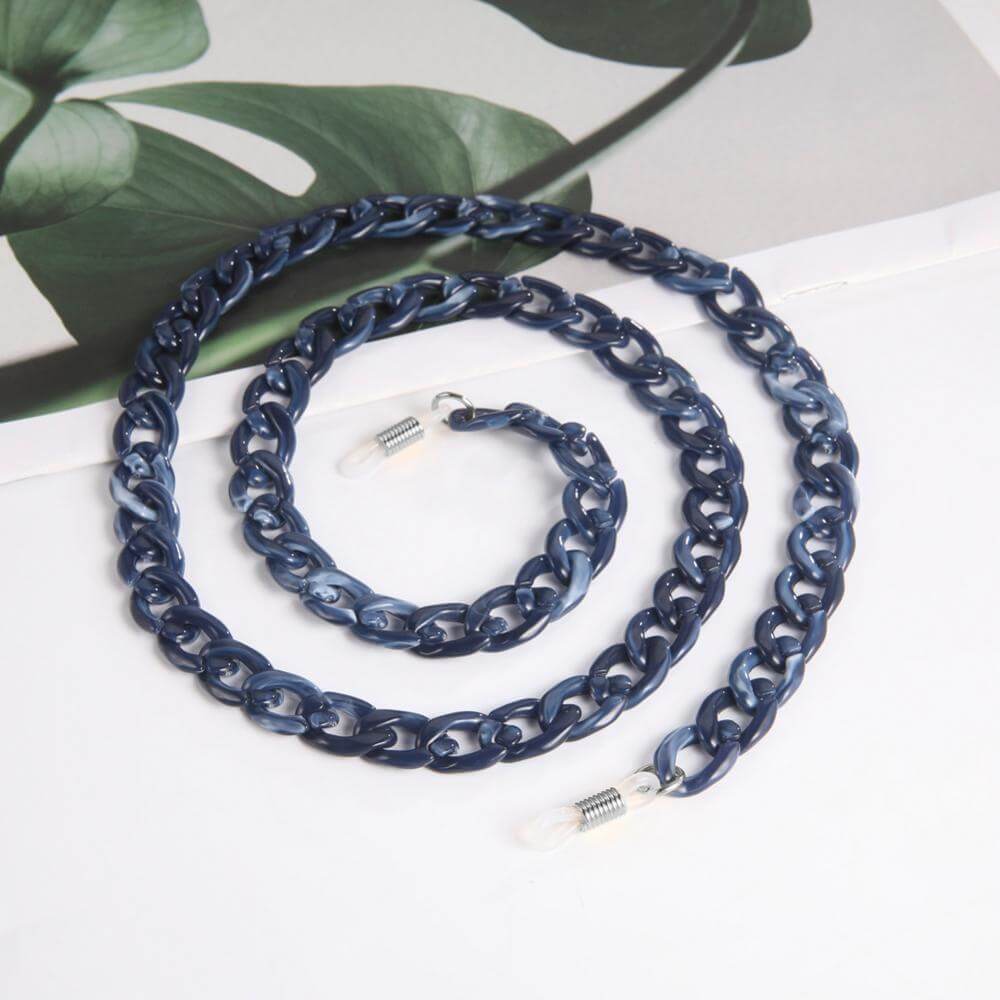 Peris Gems Blue Grey - silver Acrylic Cuban Sunglasses Chain Cord Straps Unisex SHEIN Amazon Temu
