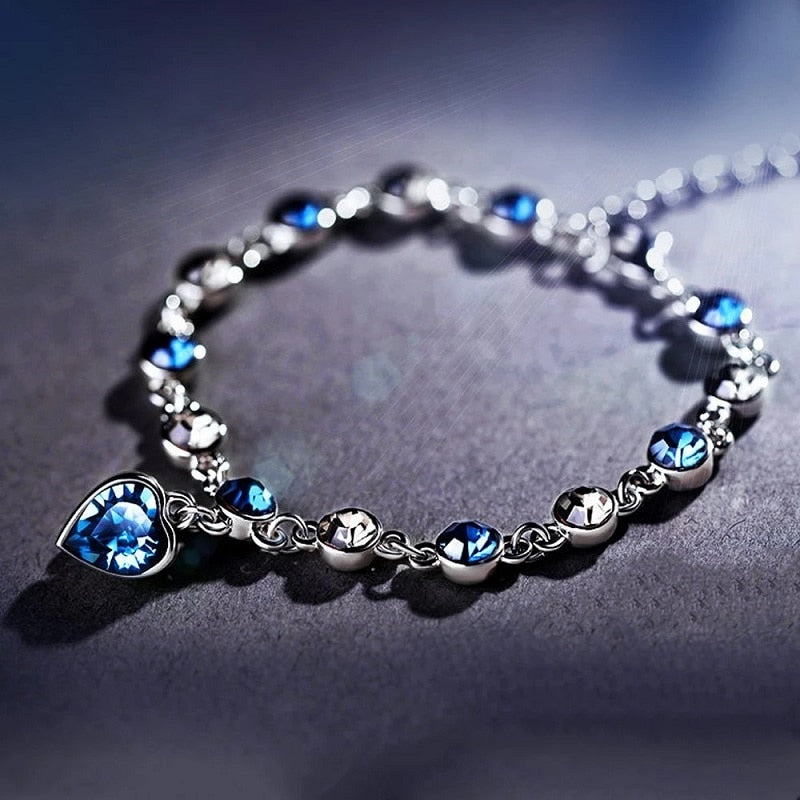 Peris Gems Blue Heart of The Ocean Pendant Bracelets | Love Heart Bracelet for Women SHEIN Amazon Temu