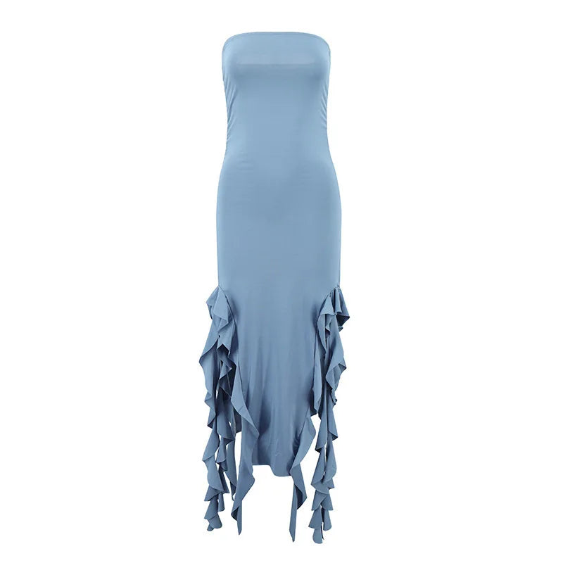 Peris Gems blue / L COUTUDI Elegant Strapless Dress For Women Summer Trend Irregular Tassel Skinny Split Long Dress Party Clubwear 2024 Women Outfit COUTUDI Elegant Strapless Dress For Women Summer Trend Irregular Tassel Skinny Split Long Dress Party Clubwear 2024 Women Outfit SHEIN Amazon Temu
