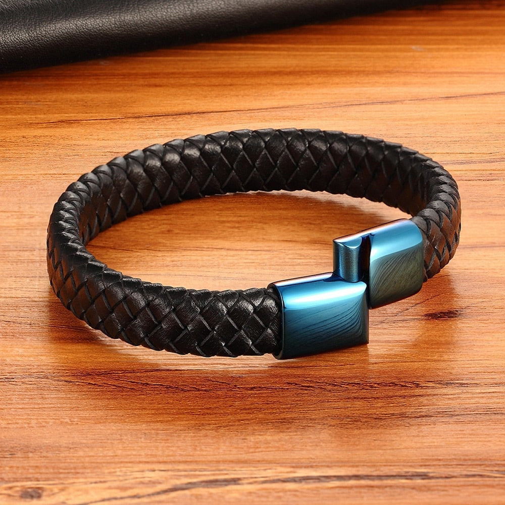 Peris Gems Blue Leather Combination Stitching Buckle Bracelet for Men SHEIN Amazon Temu