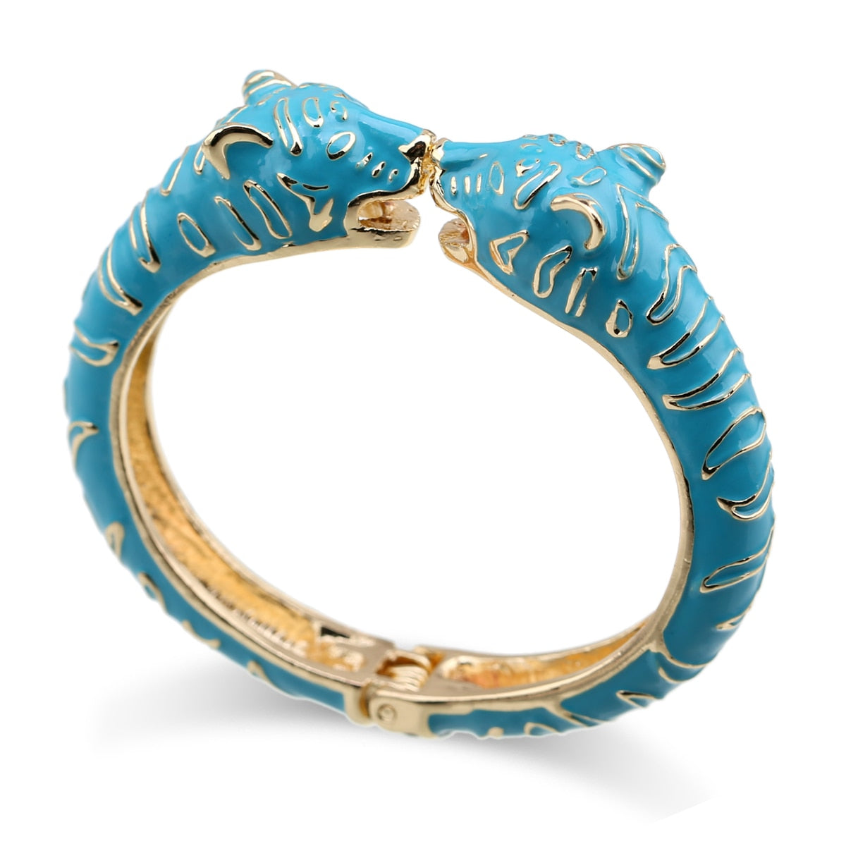 Peris Gems Blue Leopard Head Cuff Bangle for Women | Gold Plated Enamel Bracelets Leopard Head Cuff Bangle for Women | Gold Plated Bracelets SHEIN Amazon Temu