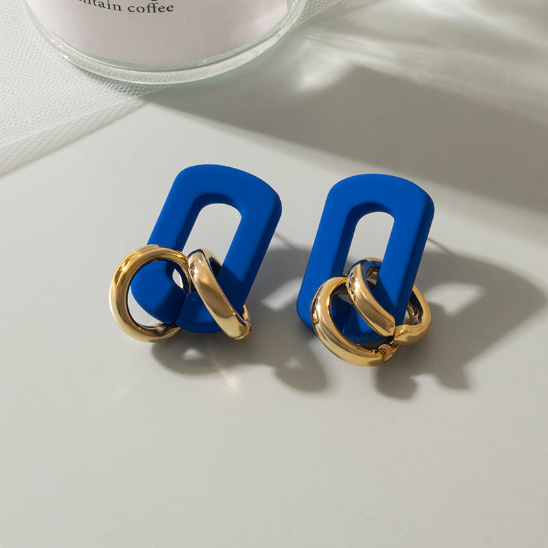 Peris Gems Blue Link Gold Hoops Klein Blue Earrings for Women | Acrylic Geometric Dangle Earrings SHEIN Amazon Temu