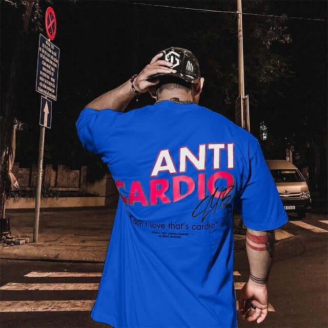 Peris Gems blue / M Anti-Cardio Oversized Cotton Tee for Men | Gym Bro Bulking Shirt Anti-Cardio Oversized Cotton Tee | Gym Bro Bulking Shirt SHEIN Amazon Temu