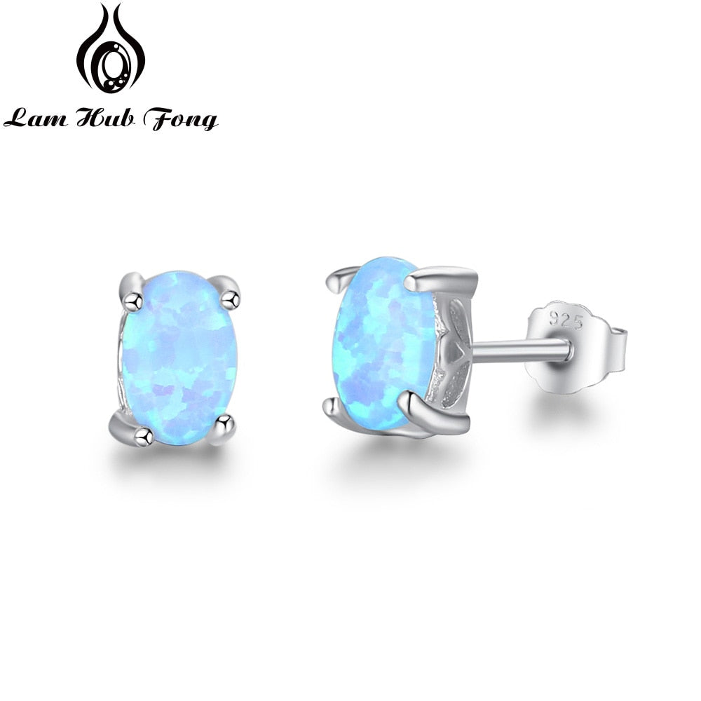 Peris Gems Blue Opal Oval Opal Silver Stud Earrings for Women | 925 Sterling Silver 4mm Moonstone Oval Opal Silver Stud Earrings for Women | 925 Sterling SHEIN Amazon Temu