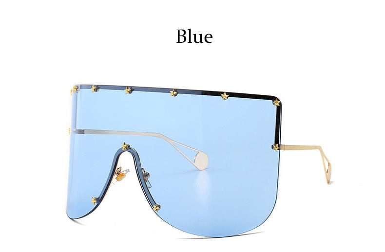 Peris Gems Blue Oversized Shield Sunglasses Unisex | Large Blocky Rimless Sunglasses Oversized Shield Sunglasses Unisex | Large Blocky Sunglasses SHEIN Amazon Temu