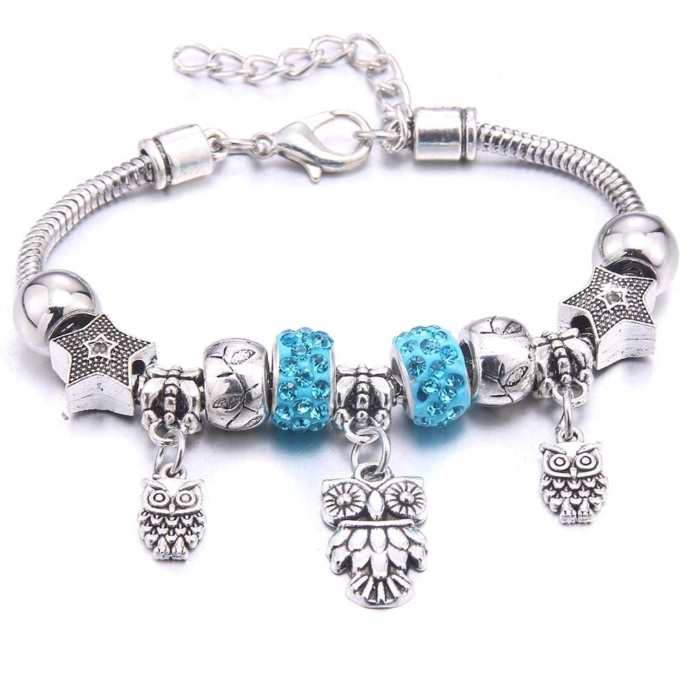 Peris Gems Blue Owl Dragonfly & Owl Pendants Crystal Charm Bracelets | Beads Bracelet for Women Dragonfly & Owl Pendants Crystal Charm Bracelets SHEIN Amazon Temu