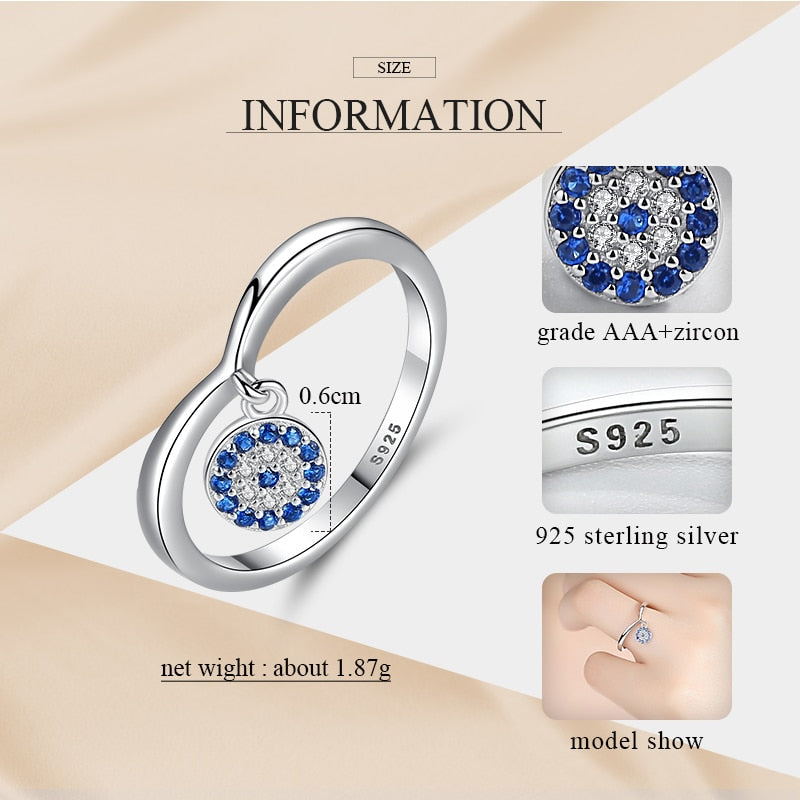 Peris Gems Blue Protective Eye Ring for Women | 925 Sterling Silver Ring Blue Protective Eye Ring for Women |925 Sterling Silver Ring SHEIN Amazon Temu