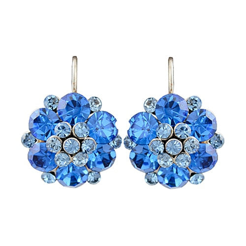 Peris Gems Blue Rhinestone Flower Clip On Earrings for Women | Silver Diamond Earrings Rhinestone Flower Clip On Earrings for Women Silver Earrings SHEIN Amazon Temu