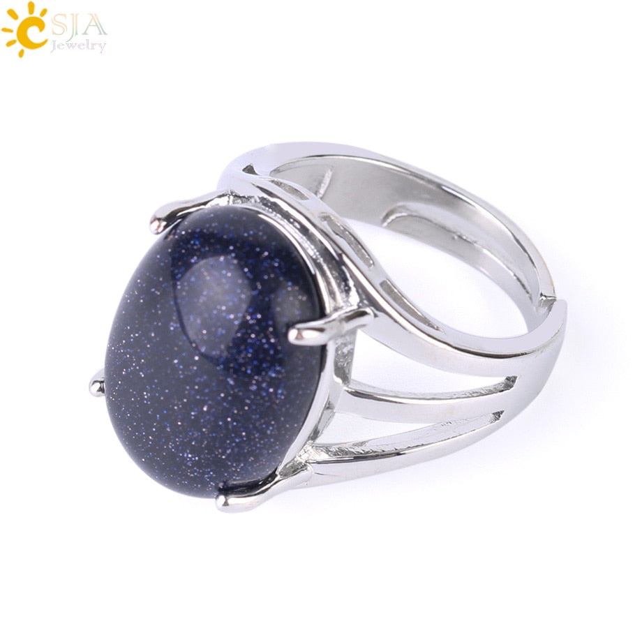 Peris Gems Blue Sand Oval Rieke Egg Shaped Natural Stone Adjustable Rings for Women Oval Rieke Egg Shaped Natural Stone Adjustable Rings Women SHEIN Amazon Temu