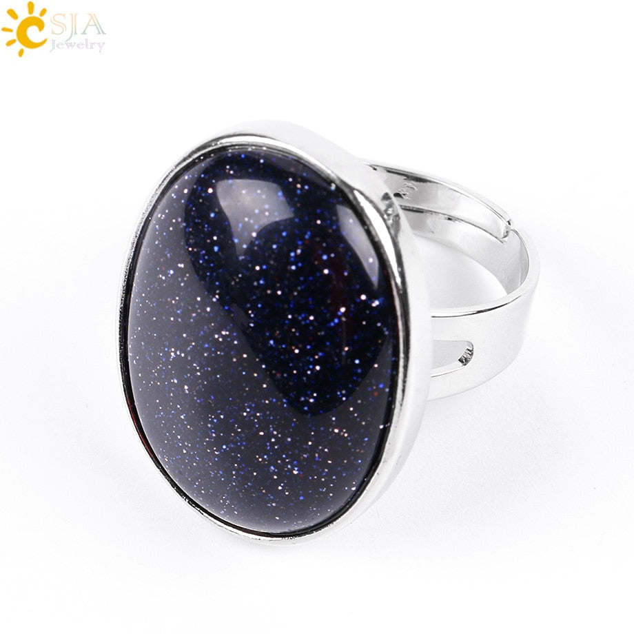 Peris Gems Blue Sand Quartz Tiger Eye Lapis Obsidian Rings Unisex SHEIN Amazon Temu