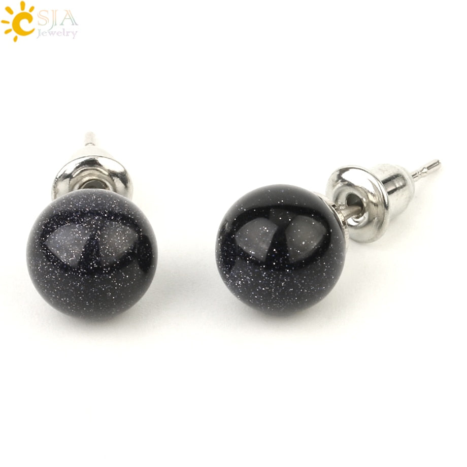Peris Gems Blue Sand Round 8mm Natural Quartz Stud Earrings for Women SHEIN Amazon Temu