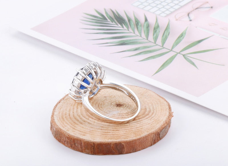 Peris Gems Blue Silver Sapphire Ring for Women | Silver Aquamarine Engagement Ring for Women SHEIN Amazon Temu