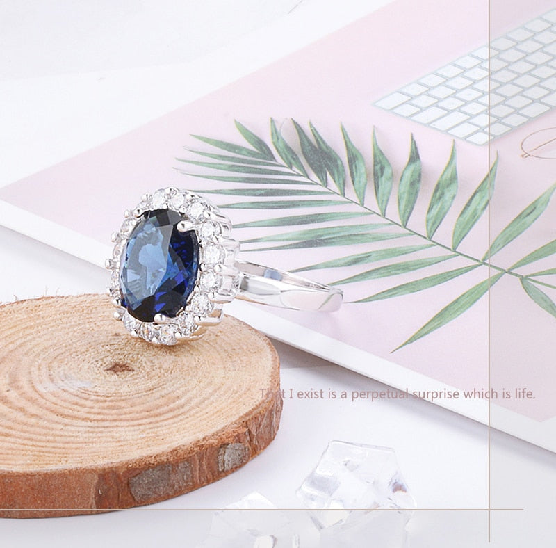 Peris Gems Blue Silver Sapphire Ring for Women | Silver Aquamarine Engagement Ring for Women SHEIN Amazon Temu