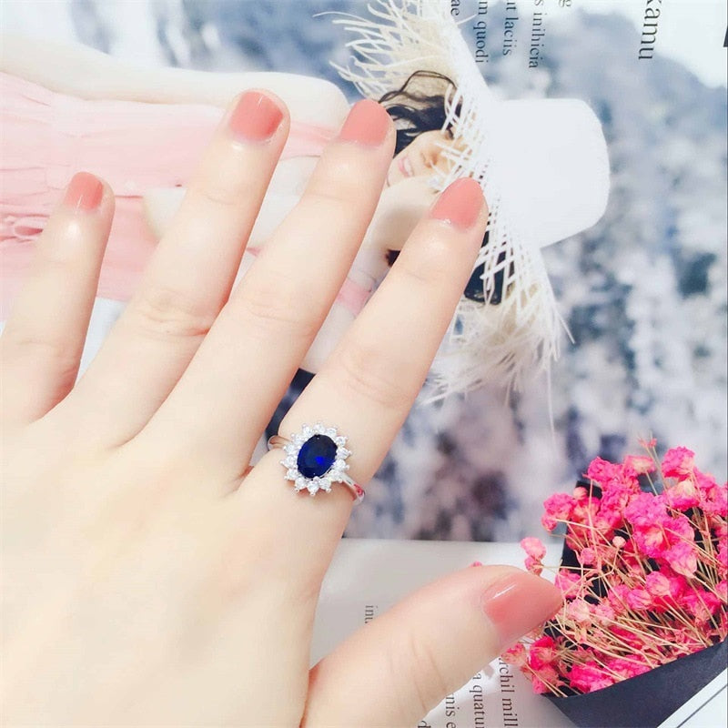 Peris Gems Blue Silver Sapphire Ring for Women | Silver Aquamarine Engagement Ring for Women SHEIN Amazon Temu
