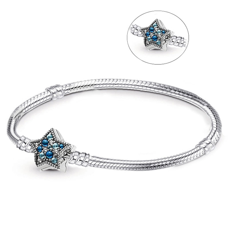 Peris Gems Blue Star / 16cm Silver Chain Charm Bracelets | Silver Love Bracelet SHEIN Amazon Temu