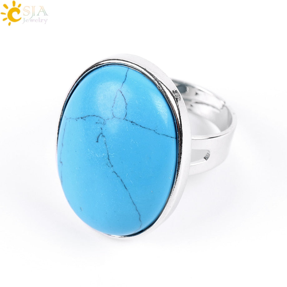 Peris Gems Blue Turquoise Quartz Tiger Eye Lapis Obsidian Rings Unisex SHEIN Amazon Temu