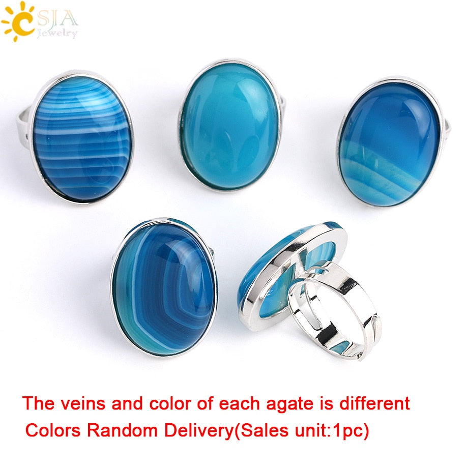 Peris Gems Blue Veins Agate Quartz Tiger Eye Lapis Obsidian Rings Unisex SHEIN Amazon Temu