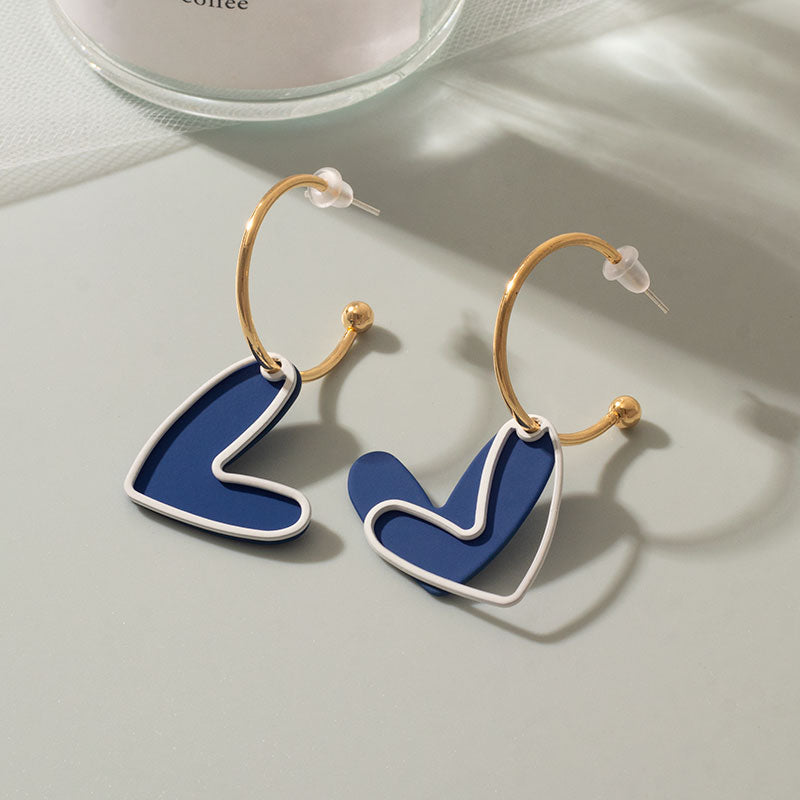 Peris Gems Blue & White Heart Klein Blue Earrings for Women | Acrylic Geometric Dangle Earrings SHEIN Amazon Temu