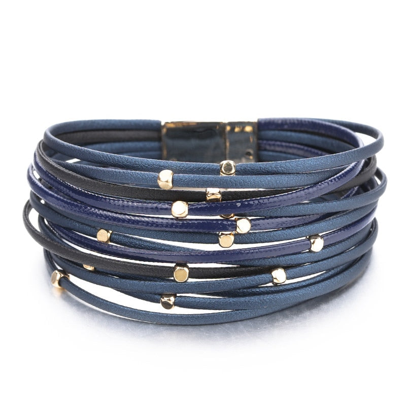 Peris Gems Blue Wide Multilayered Leather Bracelets for Women SHEIN Amazon Temu