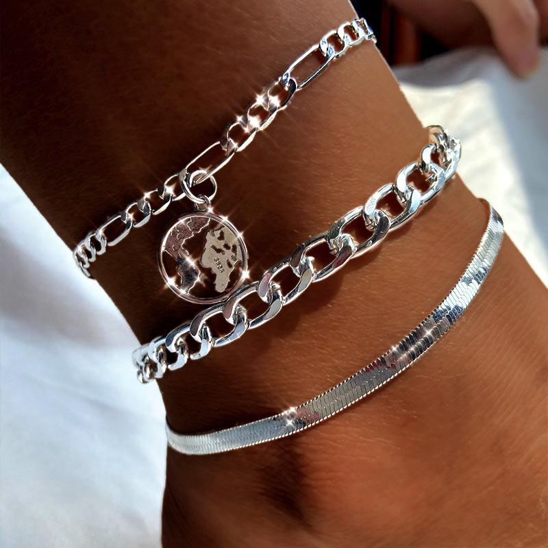 Peris Gems Boho 3pc Cuban Chain Silver Anklets for Women SHEIN Amazon Temu