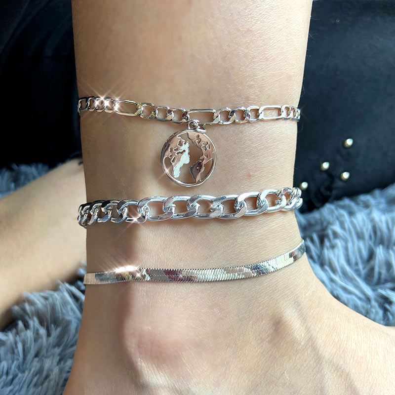Peris Gems Boho 3pc Cuban Chain Silver Anklets for Women SHEIN Amazon Temu