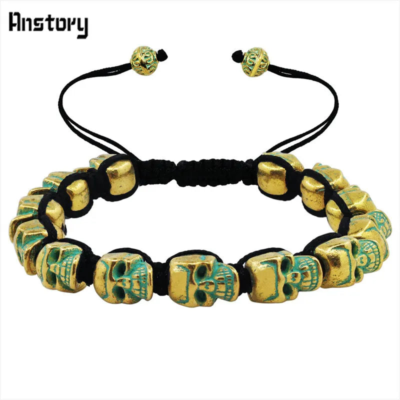 Peris Gems Boho Antique Smiling Skeleton Skull Gothic Bead Bracelets Unisex SHEIN Amazon Temu