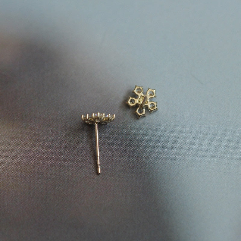 Peris Gems Boho Small Diamond Flower Stud Earrings for Women | Gold Plated Sterling Silver Boho Small Diamond Flower Stud Earrings for Women SHEIN Amazon Temu