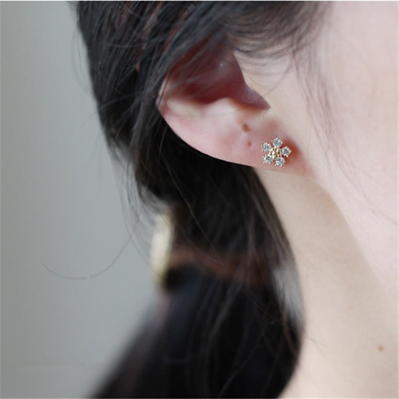 Peris Gems Boho Small Diamond Flower Stud Earrings for Women | Gold Plated Sterling Silver Boho Small Diamond Flower Stud Earrings for Women SHEIN Amazon Temu