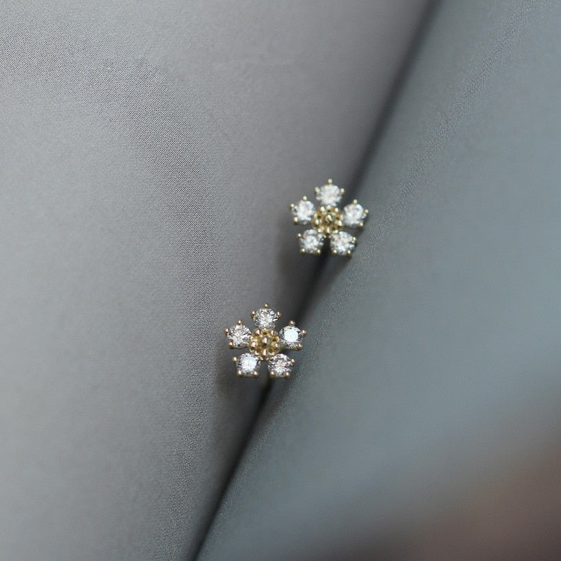 Peris Gems Boho Small Diamond Flower Stud Earrings for Women | Gold Plated Sterling Silver Boho Small Diamond Flower Stud Earrings for Women SHEIN Amazon Temu