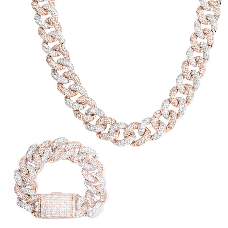 Peris Gems Box Clasp Wide Iced Out Cuban Chain Necklace Unisex | CZ Diamond Necklace Box Clasp Wide Iced Out Cuban Chain Necklace Unisex SHEIN Amazon Temu