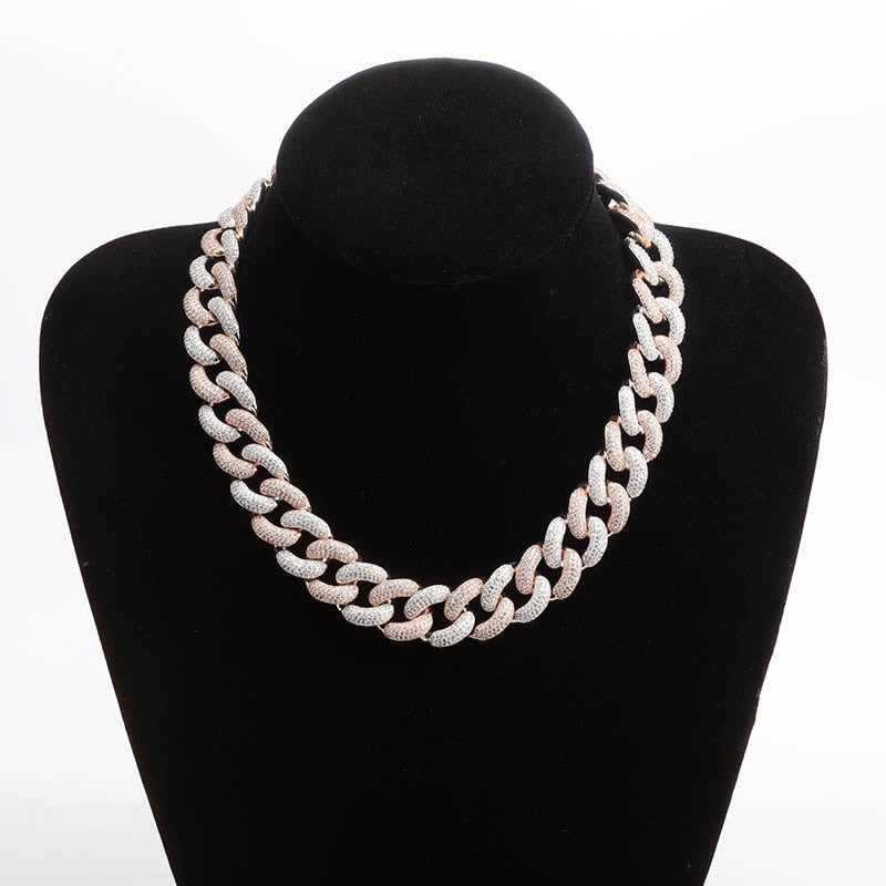 Peris Gems Box Clasp Wide Iced Out Cuban Chain Necklace Unisex | CZ Diamond Necklace Box Clasp Wide Iced Out Cuban Chain Necklace Unisex SHEIN Amazon Temu