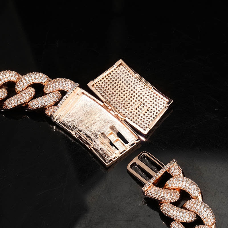 Peris Gems Box Clasp Wide Iced Out Cuban Chain Necklace Unisex | CZ Diamond Necklace Box Clasp Wide Iced Out Cuban Chain Necklace Unisex SHEIN Amazon Temu