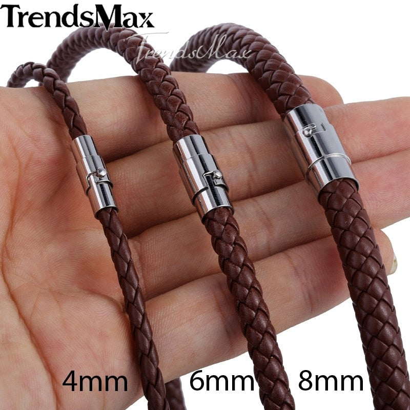 Peris Gems Braided Brown Leather Rope Chain Necklaces for Men SHEIN Amazon Temu
