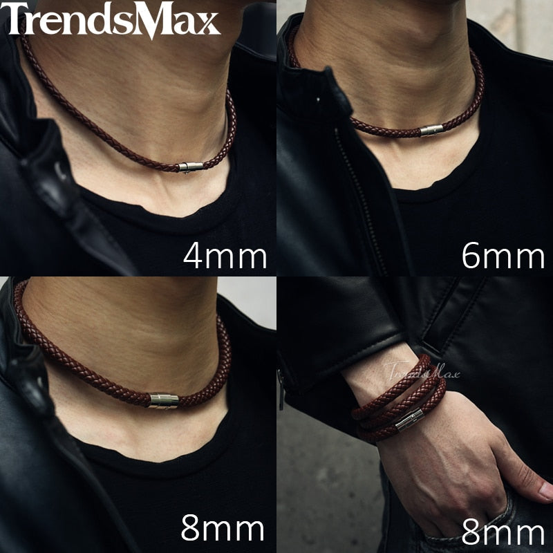 Peris Gems Braided Brown Leather Rope Chain Necklaces for Men SHEIN Amazon Temu