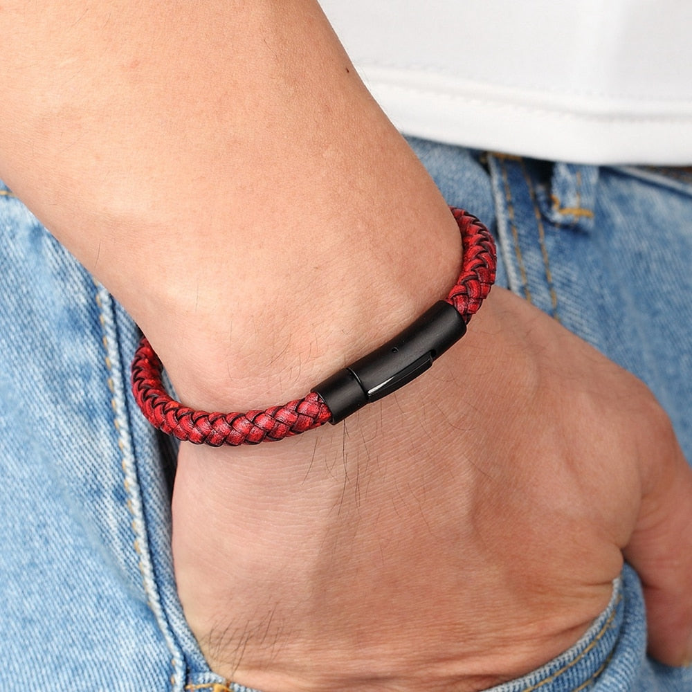 Peris Gems Braided Faux Leather Clasp Bracelet Unisex | Classic Black Bracelets Braided Faux Leather Clasp Bracelet Unisex Classic Bracelet SHEIN Amazon Temu