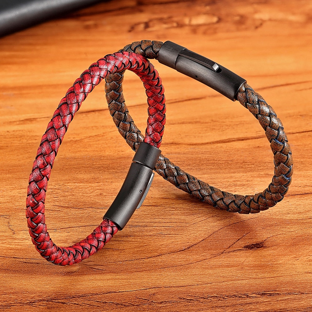 Peris Gems Braided Faux Leather Clasp Bracelet Unisex | Classic Black Bracelets Braided Faux Leather Clasp Bracelet Unisex Classic Bracelet SHEIN Amazon Temu