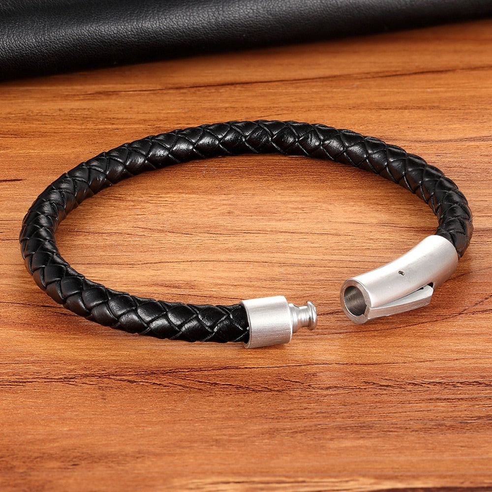 Peris Gems Braided Faux Leather Clasp Bracelet Unisex | Classic Black Bracelets Braided Faux Leather Clasp Bracelet Unisex Classic Bracelet SHEIN Amazon Temu
