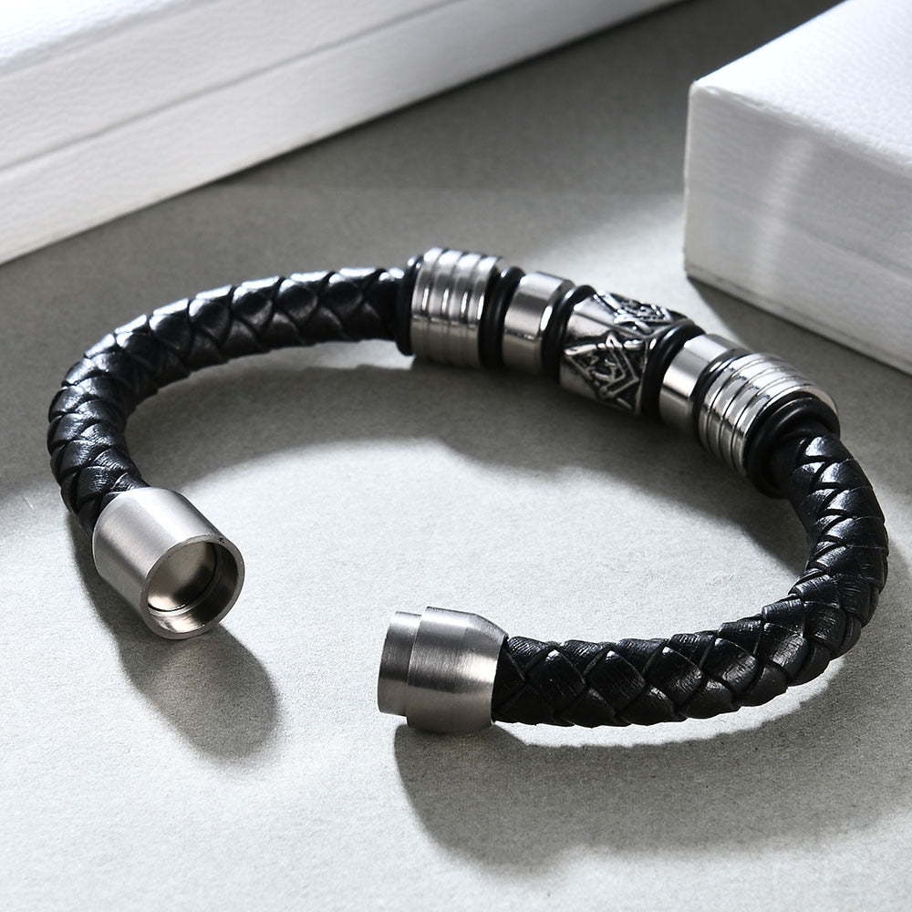 Peris Gems Braided Leather Masonic Bracelet with Magnetic Buckle Unisex SHEIN Amazon Temu